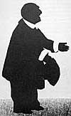 Silhoutte caricature of Anton Bruckner, by Otto Buhler