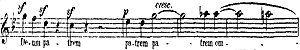 Soprano staves for mm 15-19 of the Credo